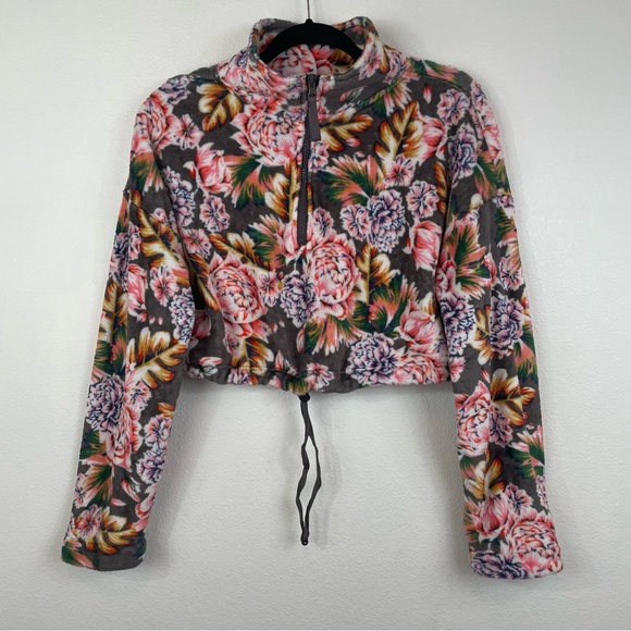 Urban Outfitters Cropped Floral Fleece Half Zip Jacket - Picture 3 of 9
